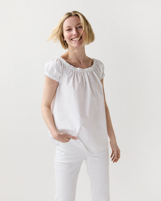 Bridget Top in White Poplin