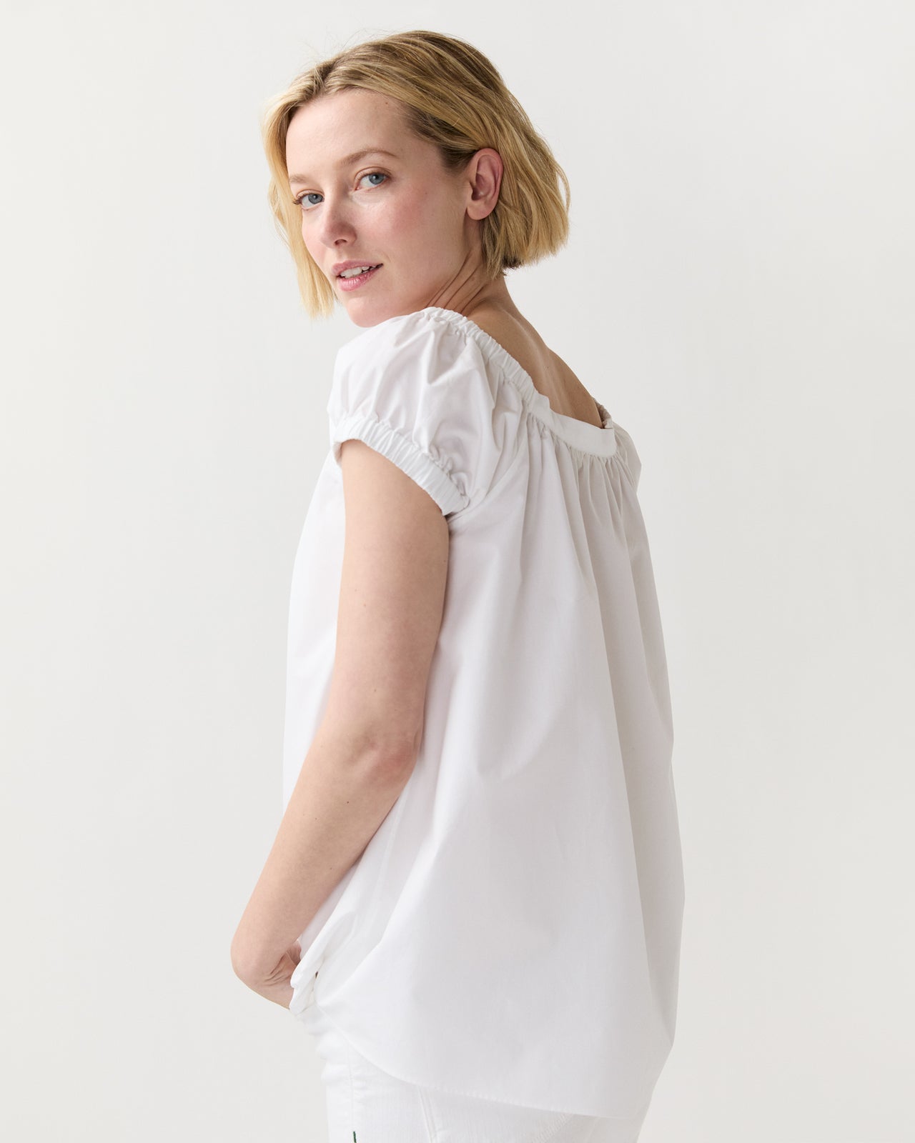 Bridget Top in White Poplin