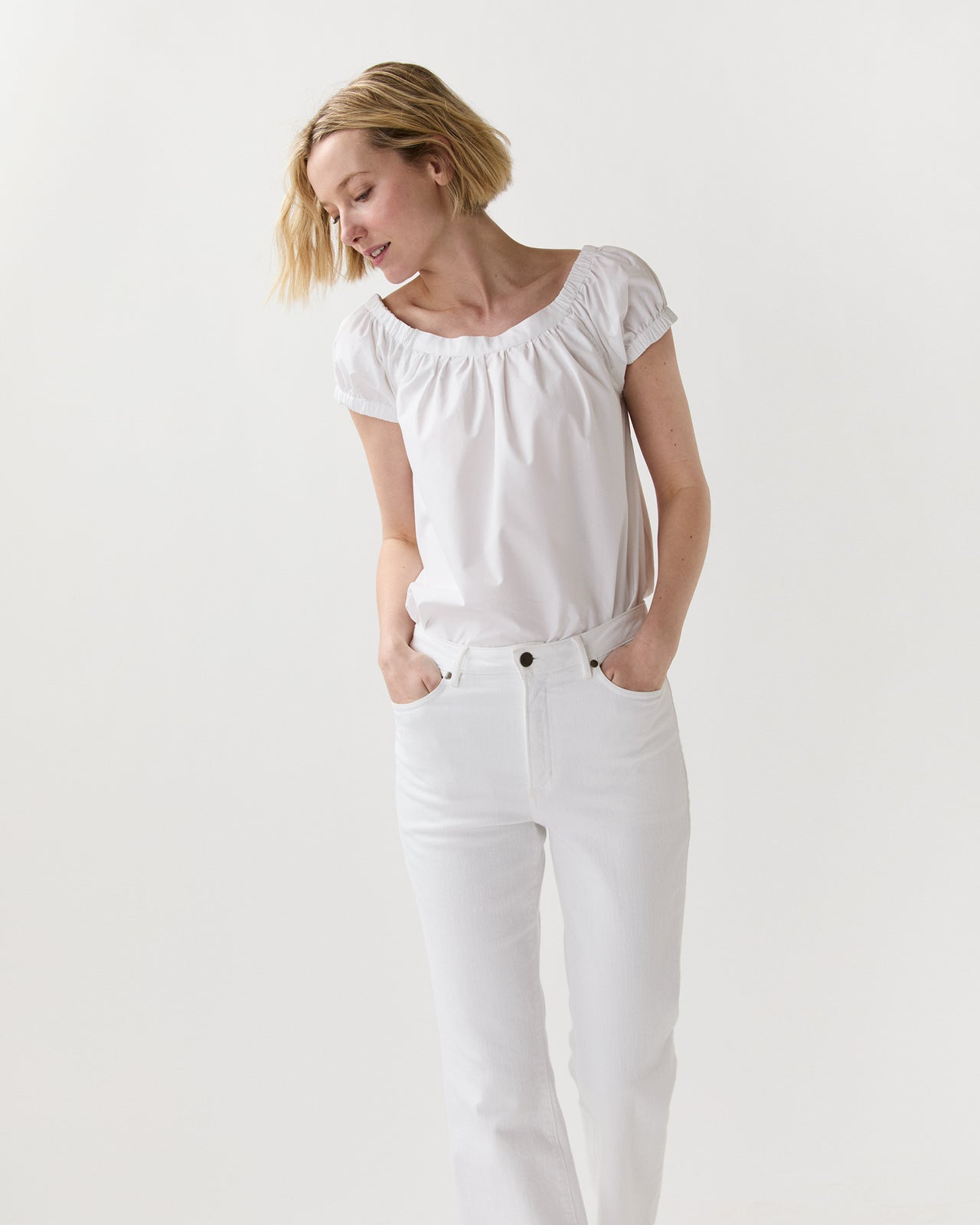 Bridget Top in White Poplin