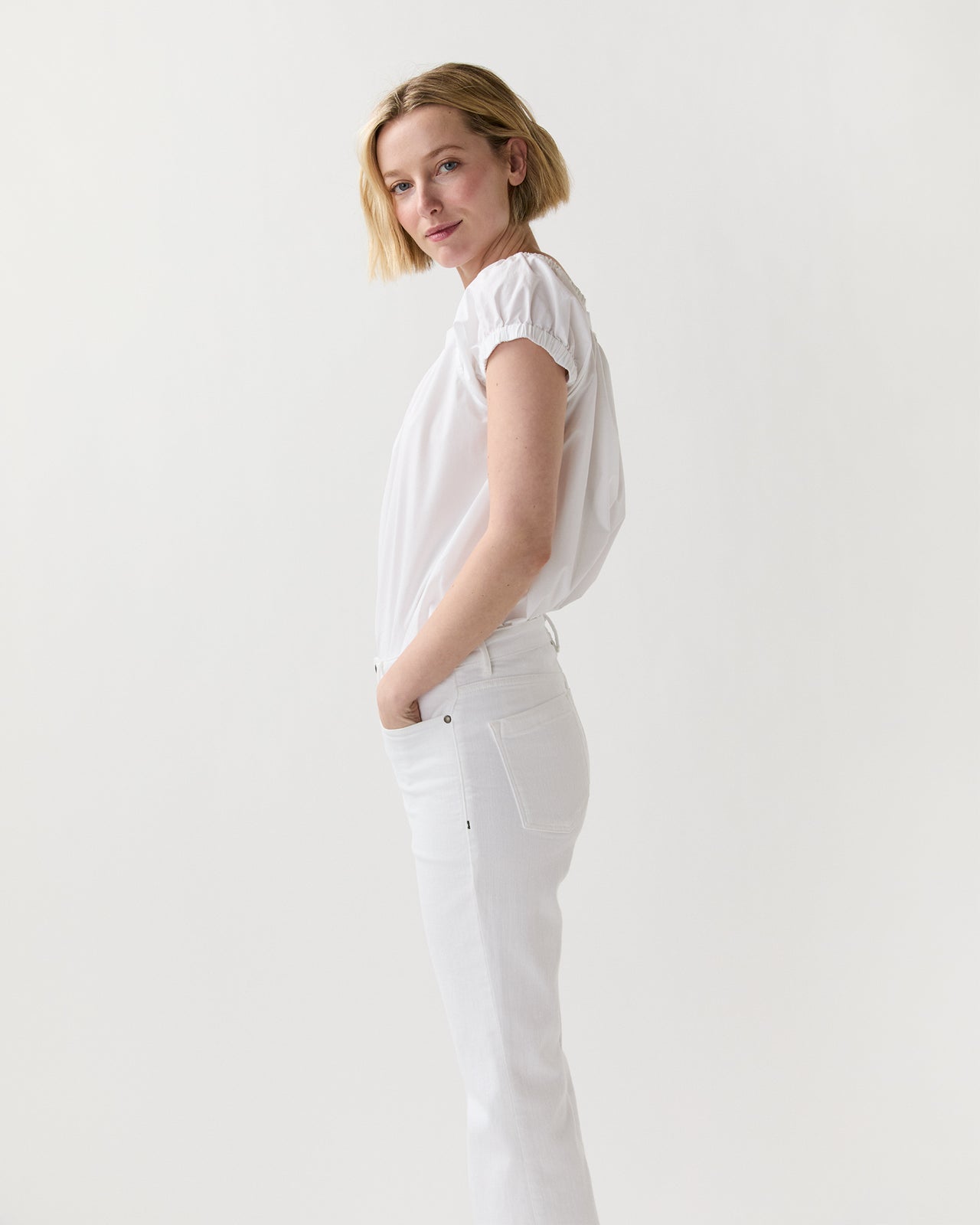 Bridget Top in White Poplin