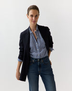 Load image into Gallery viewer, Weekender Shirt in Navy Gingham Cotolino
