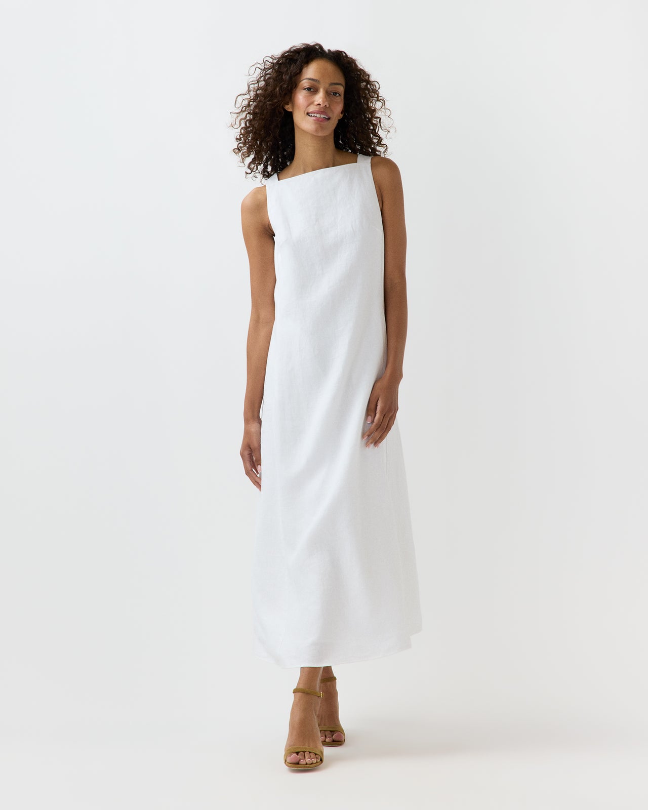 Lise Maxi Dress in White Linen