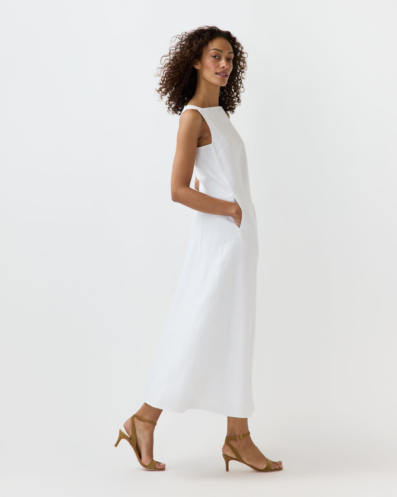 Lise Maxi Dress in White Linen