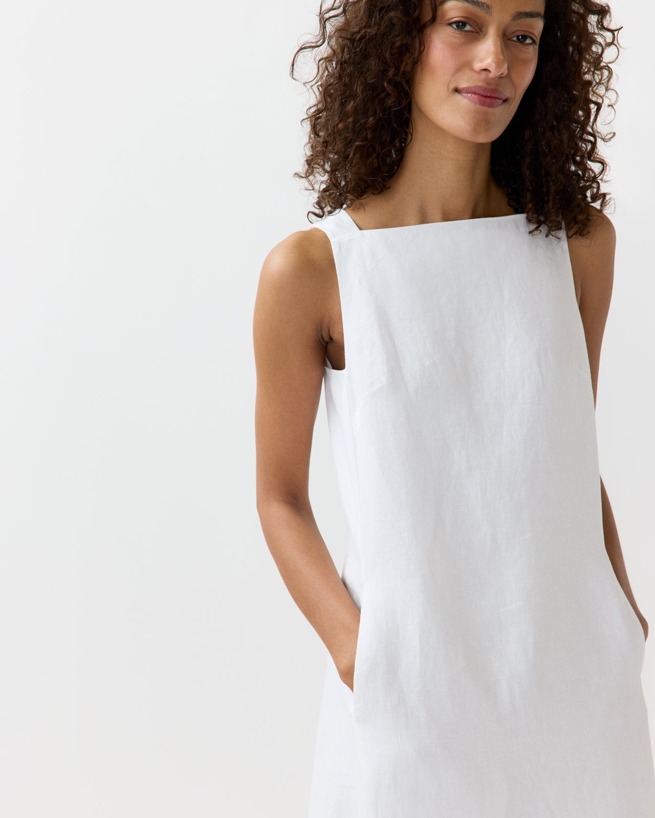 Lise Maxi Dress in White Linen