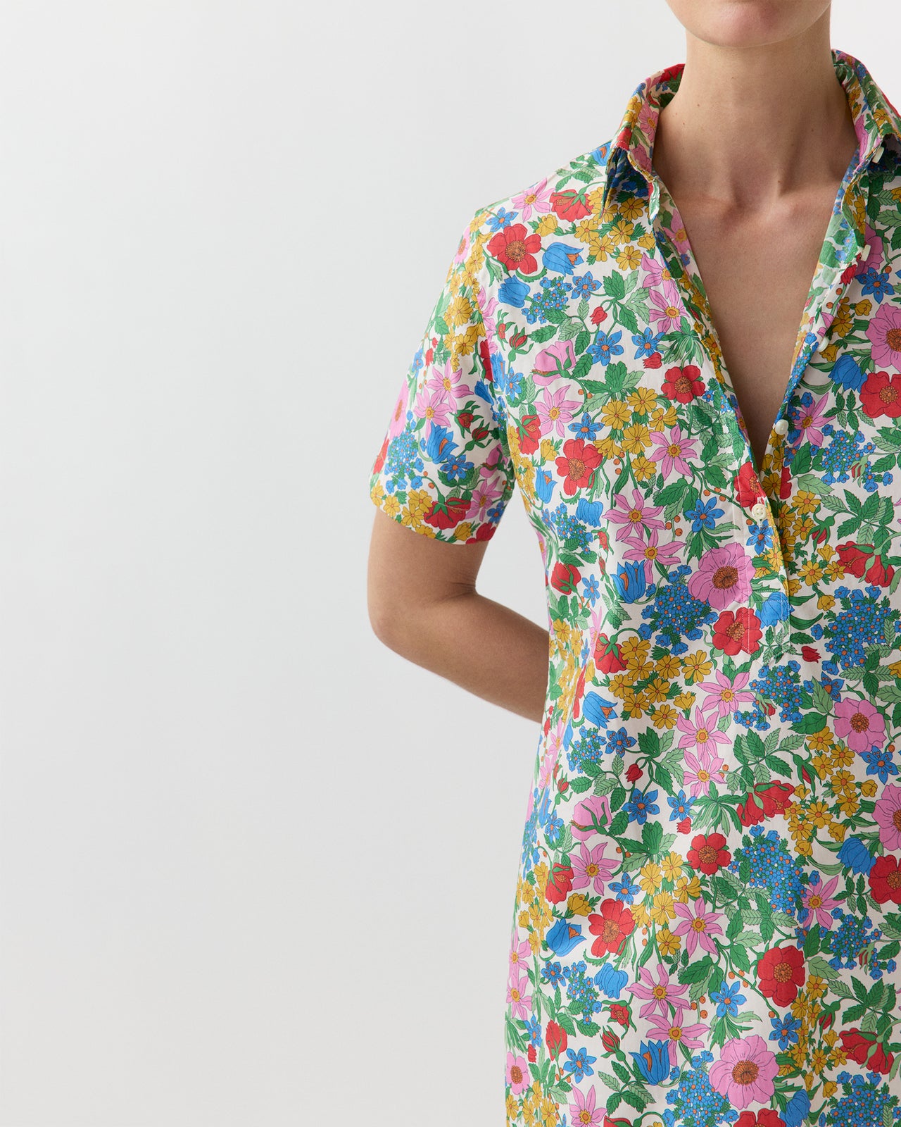 Short-Sleeved Popover Dress in Multi Clarabell Liberty Fabric