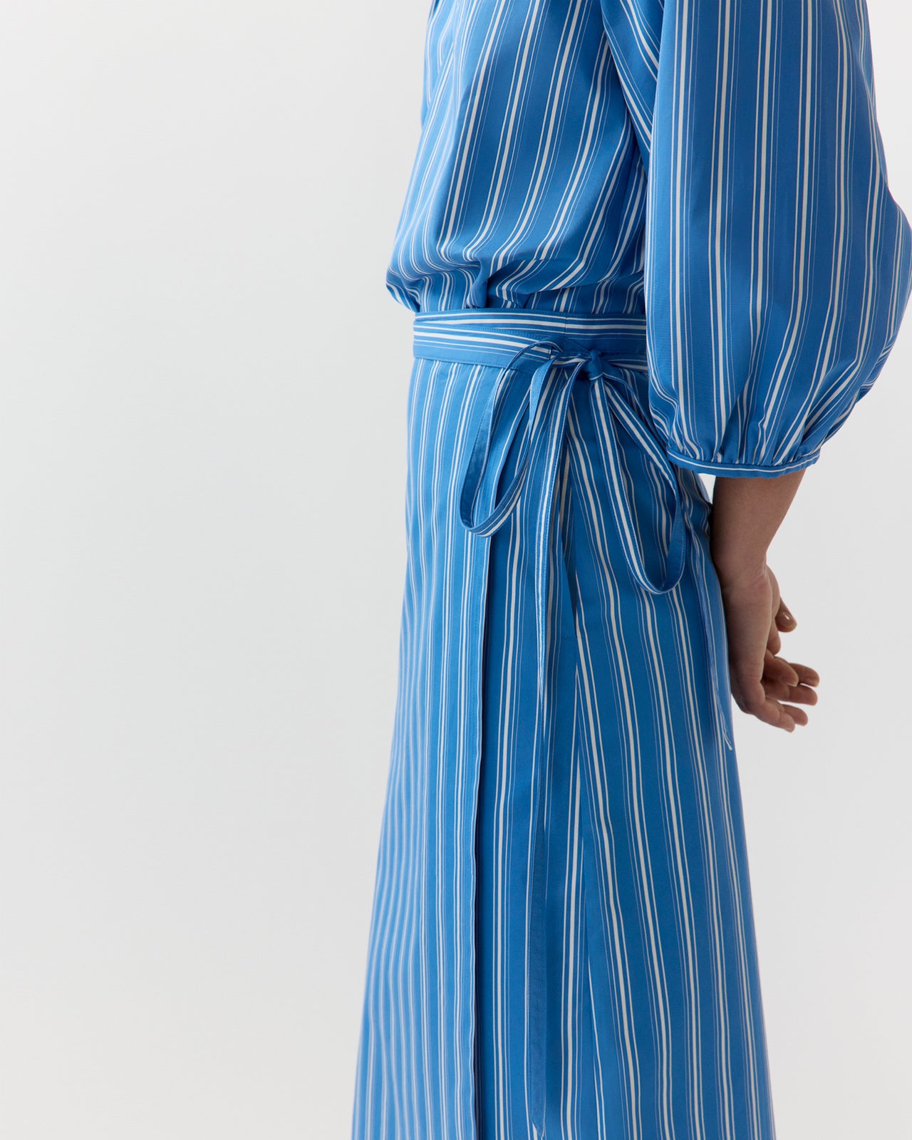 Morgan Skirt in Blue/White Variegated Stripe Poplin