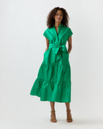 Load image into Gallery viewer, Sophia Dress in Kelly Green Silk Shantung
