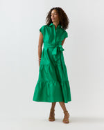 Load image into Gallery viewer, Sophia Dress in Kelly Green Silk Shantung
