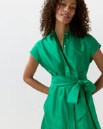 Load image into Gallery viewer, Sophia Dress in Kelly Green Silk Shantung
