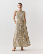 Load image into Gallery viewer, Rosalie Dress in Oatmeal Embroidered Linen
