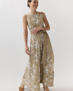 Load image into Gallery viewer, Rosalie Dress in Oatmeal Embroidered Linen
