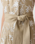 Load image into Gallery viewer, Rosalie Dress in Oatmeal Embroidered Linen
