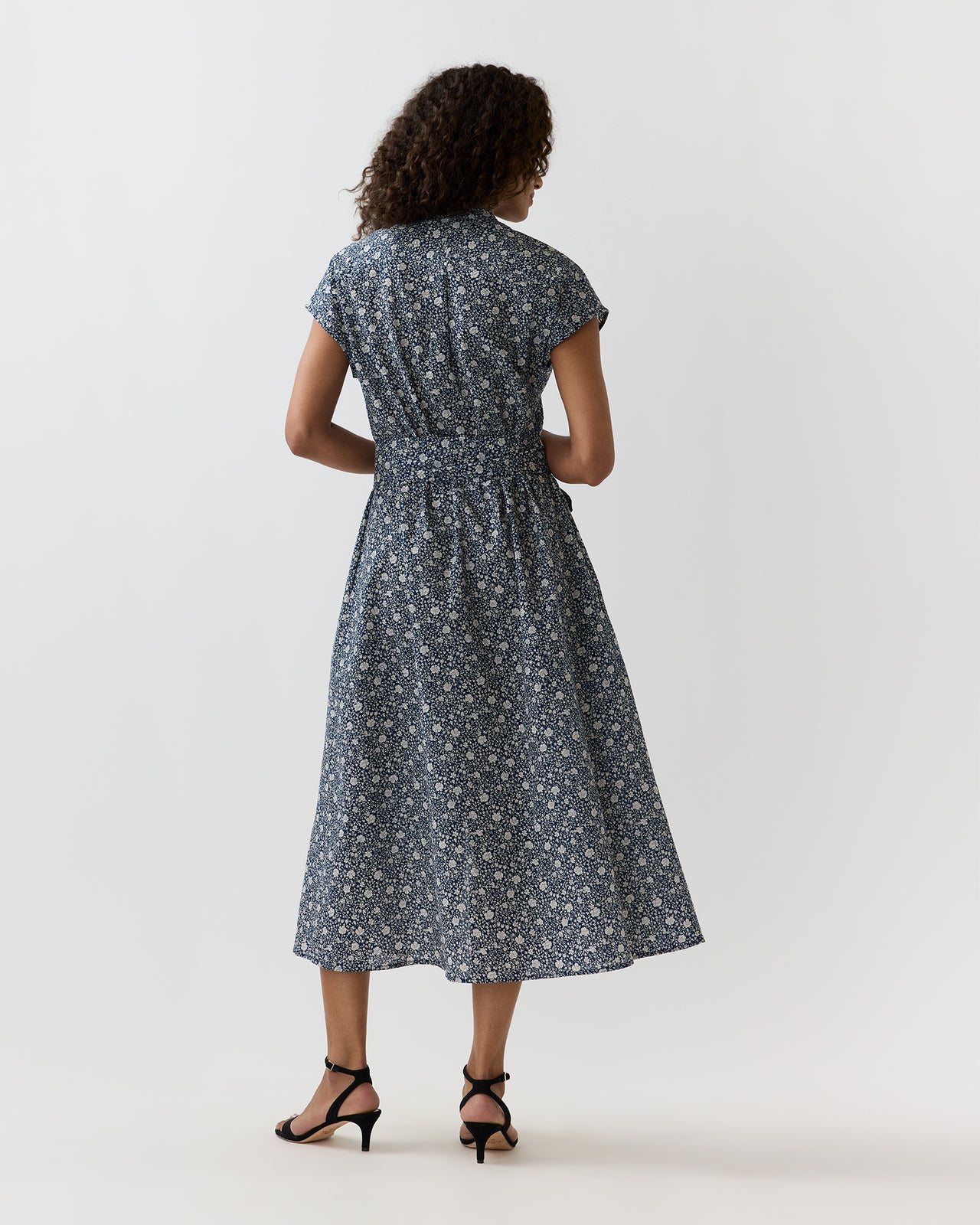 Gianna Maxi Shirtdress in Navy Floral Crinkle Cotton