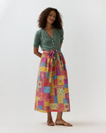 Load image into Gallery viewer, Mathilde Maxi Skirt in Multi Divali Patch Rustic Poplin
