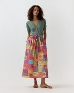 Load image into Gallery viewer, Mathilde Maxi Skirt in Multi Divali Patch Rustic Poplin
