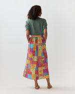 Load image into Gallery viewer, Mathilde Maxi Skirt in Multi Divali Patch Rustic Poplin
