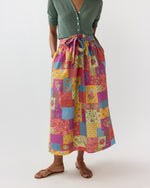Load image into Gallery viewer, Mathilde Maxi Skirt in Multi Divali Patch Rustic Poplin
