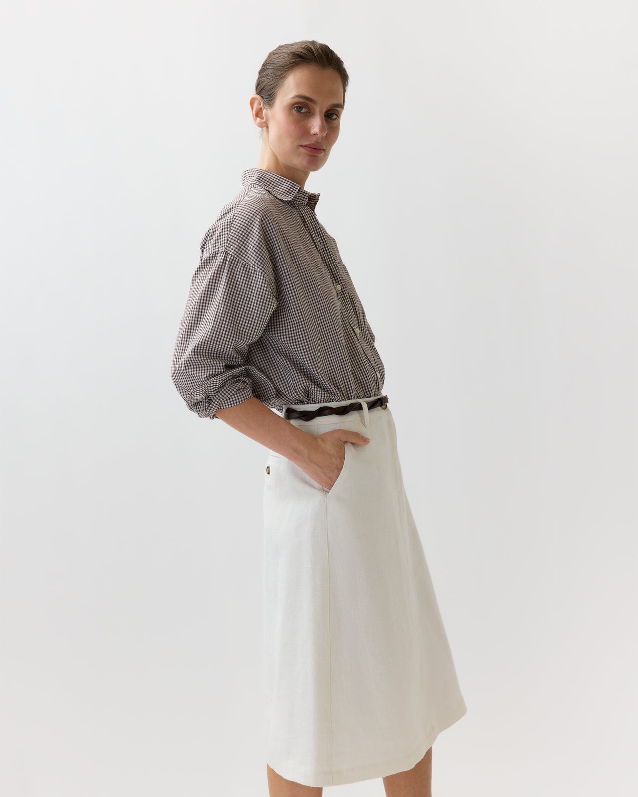 Weekender Shirt in Chocolate Graph Check Cotolino