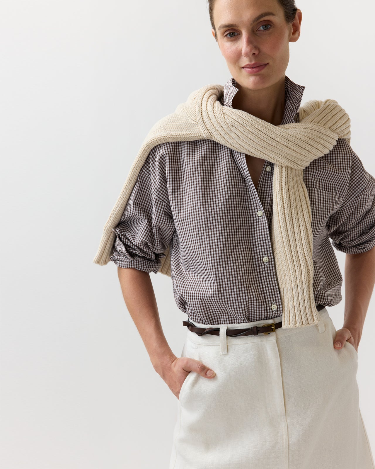Weekender Shirt in Chocolate Graph Check Cotolino