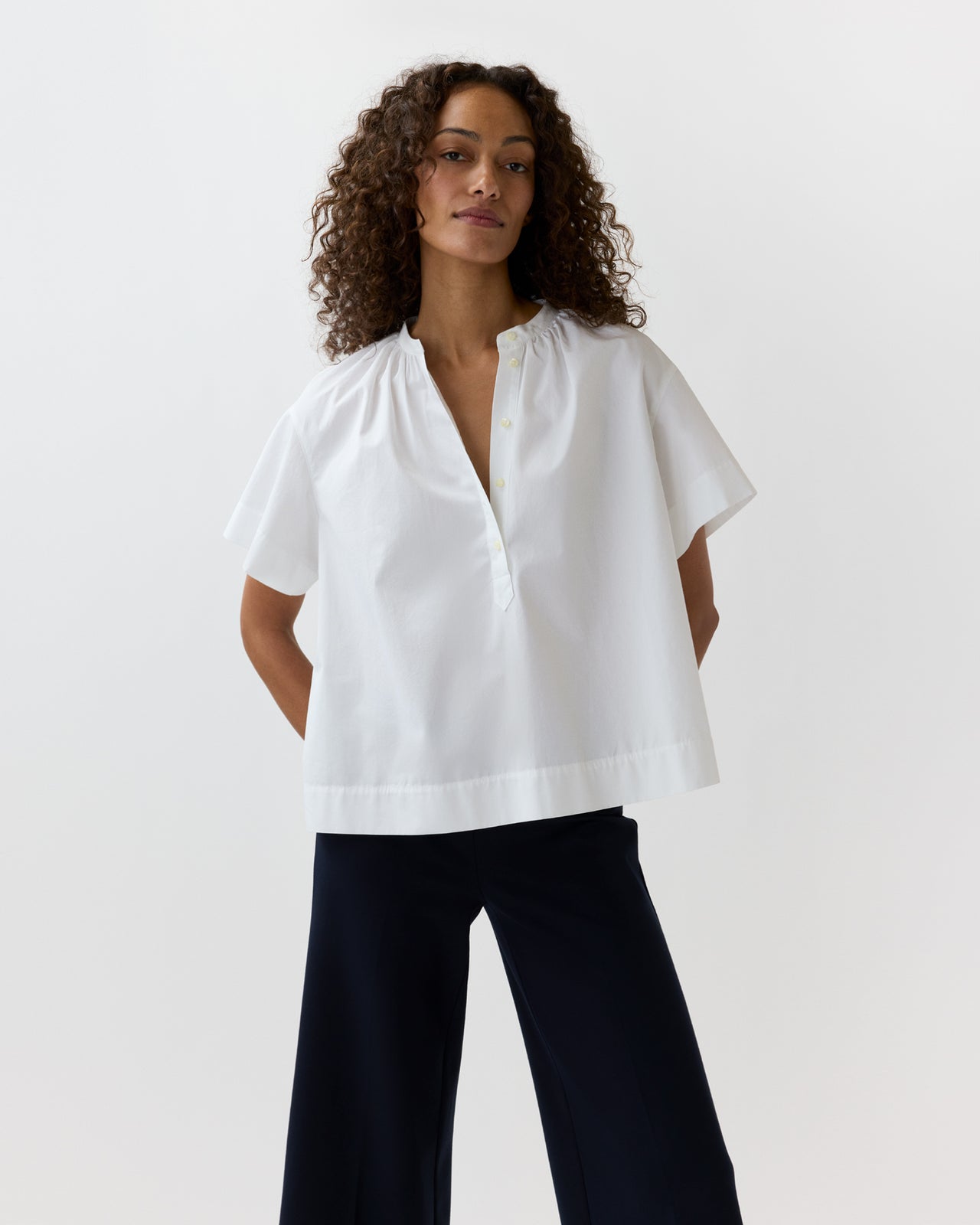 Estee Top in White Poplin