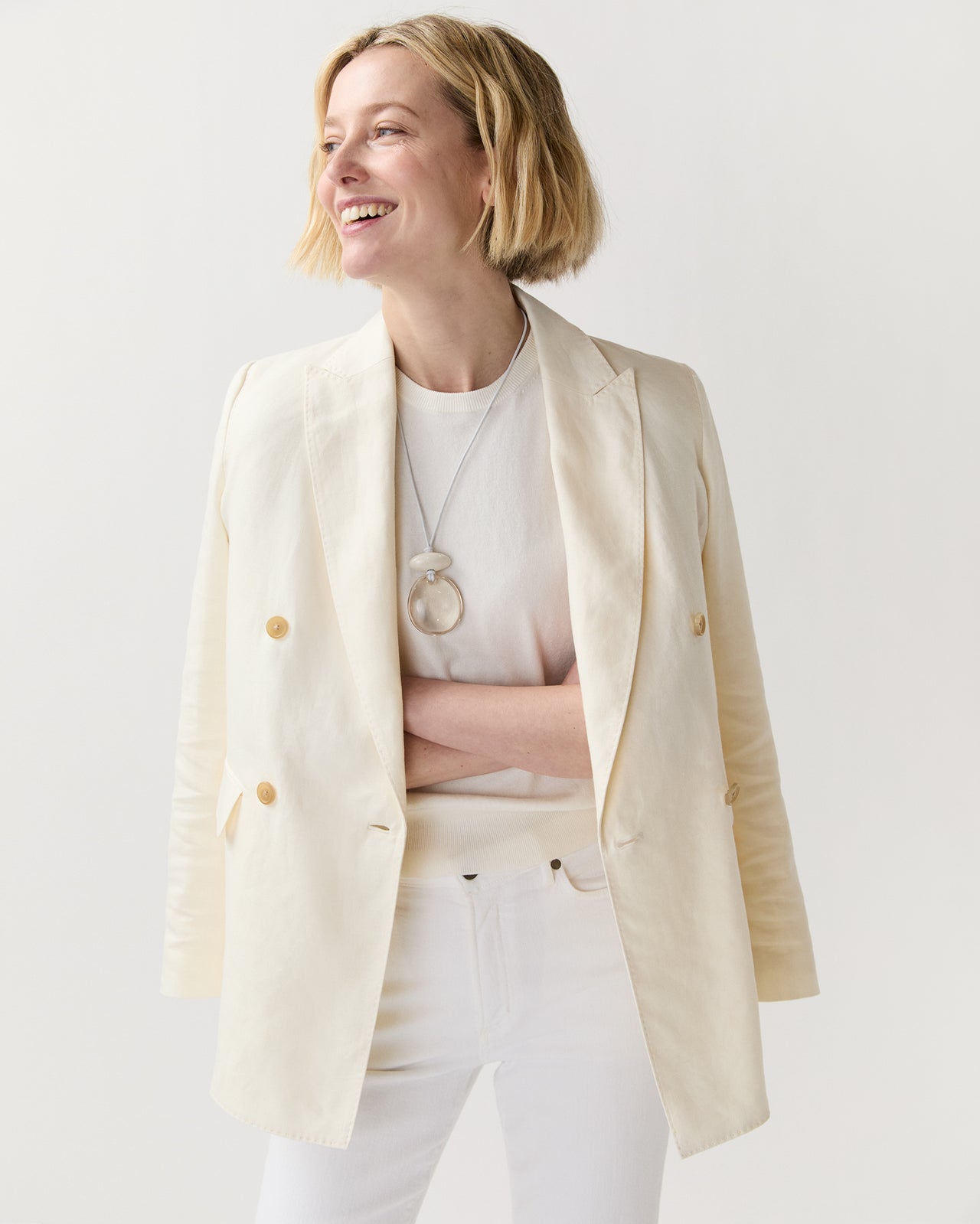 Lune Cord Necklace in White