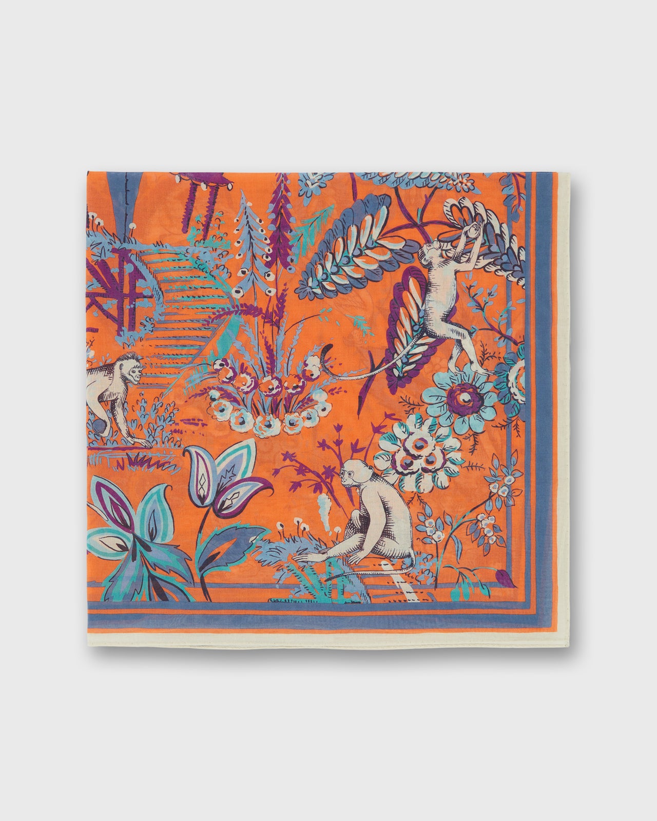 Pagoda Square Scarf in Coral Cotton