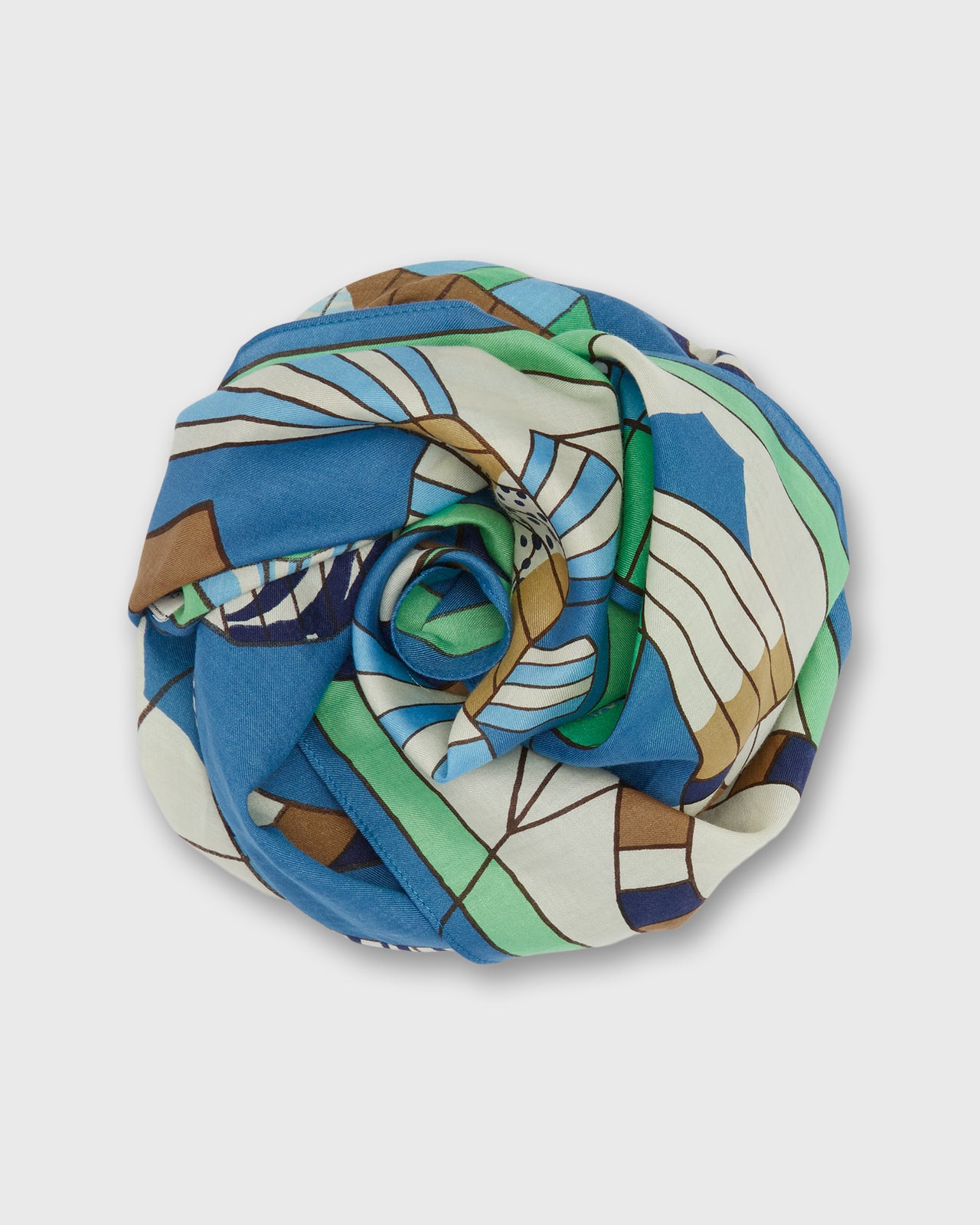 Cerfs Volants Square Scarf in Green Cotton Silk