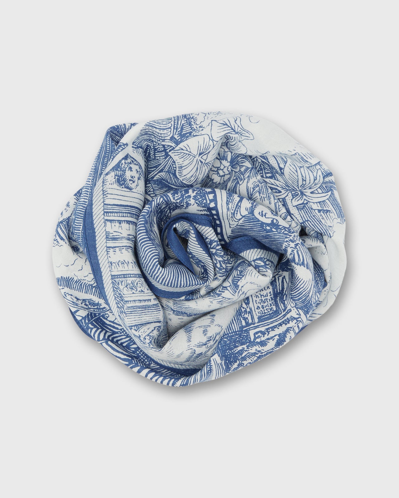 Piranesi Square Scarf in Blue Cotton Silk
