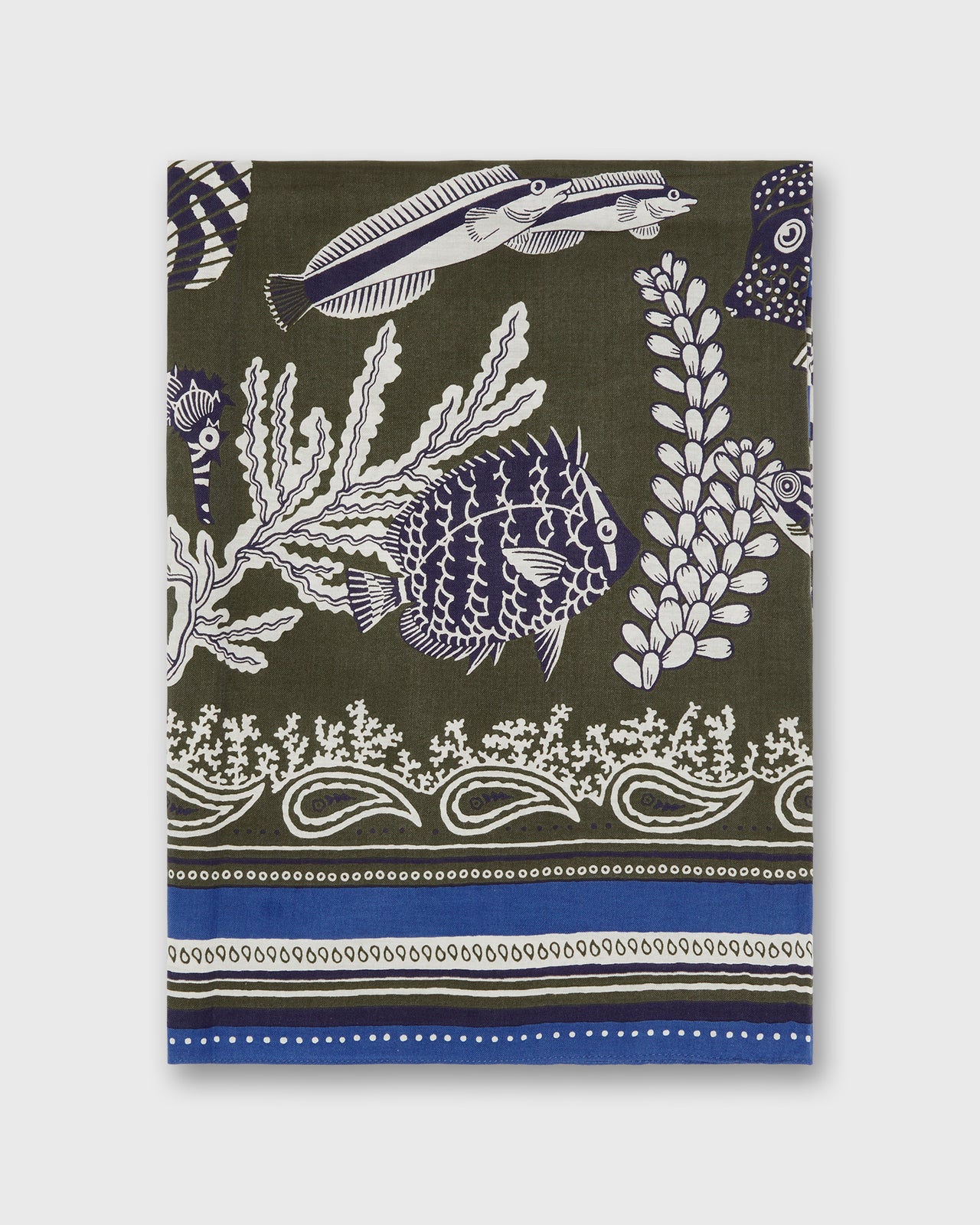 Neptune Square Scarf in Khaki Cotton Silk
