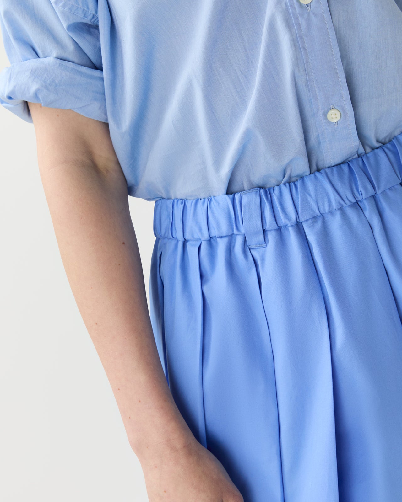 Pleated Midi Skirt in Sky Blue