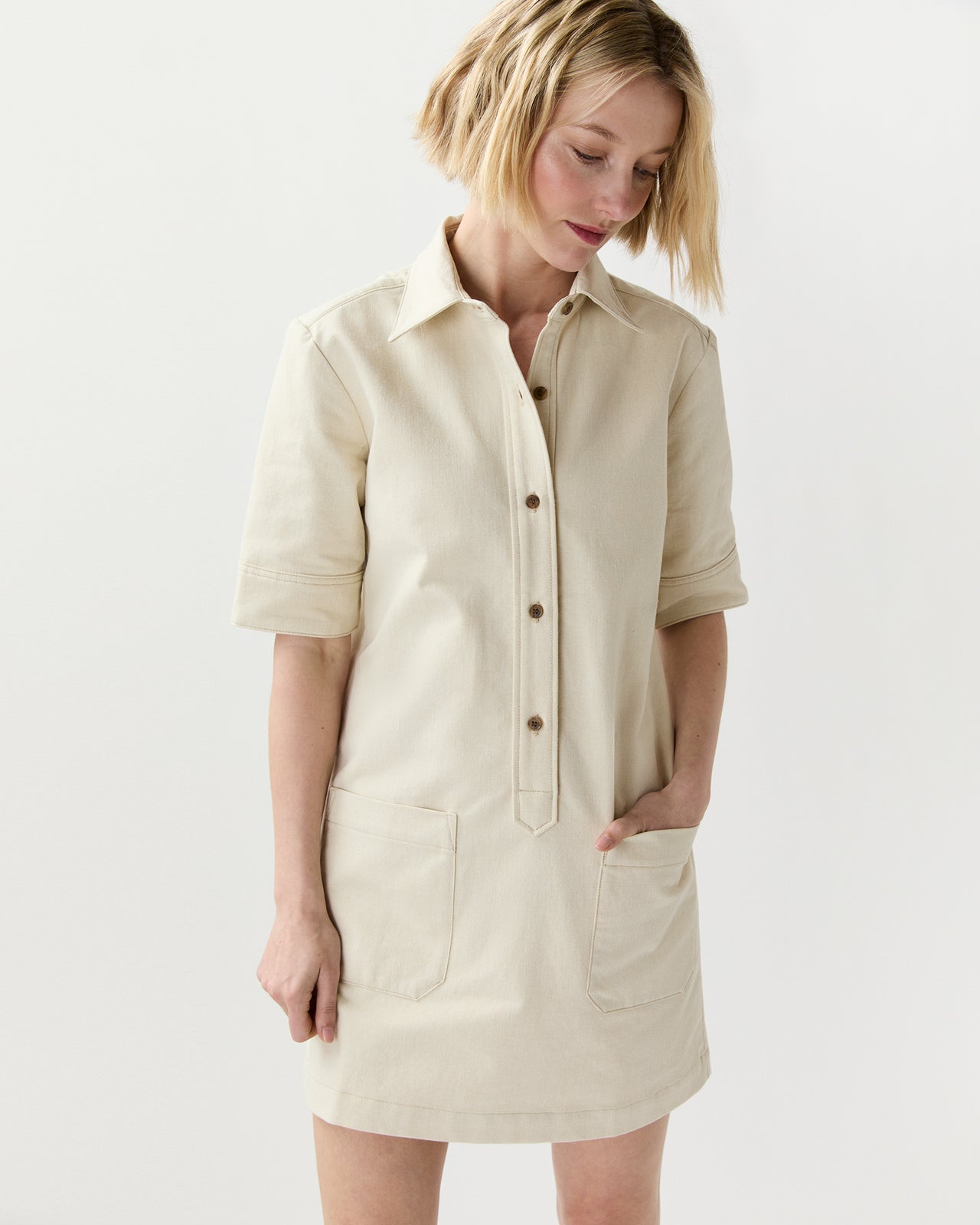 Poly Dress in Ecru