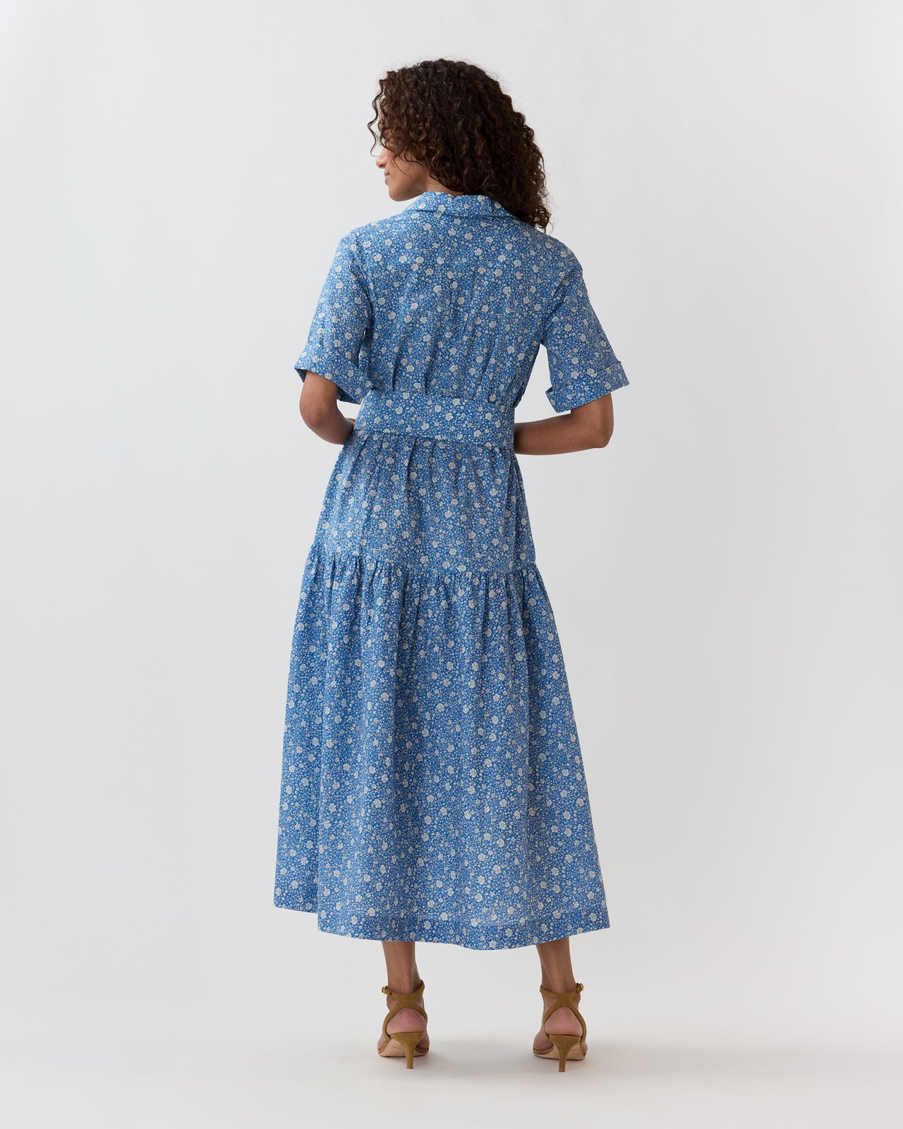 Nathalie Dress in Azure Floral Crinkle Cotton