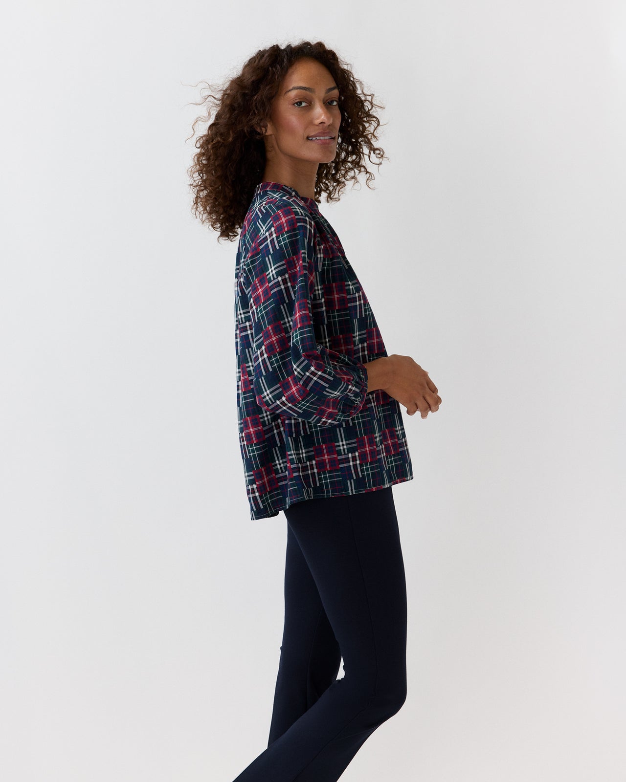 Sienna Top in Tartan Patchwork Double-Weave