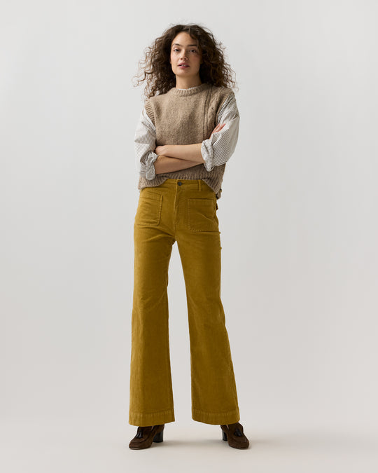 Camille Patch-Pocket Jean in Golden Rod Stretch Corduroy