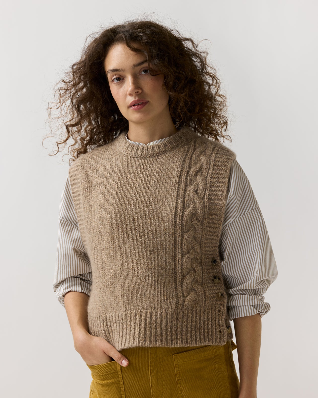 Beth Sweater in Camel Donegal Cashmere