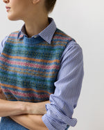 Load image into Gallery viewer, Silvia Fair Isle Sweater in Denim/Multi Alpaca Wool
