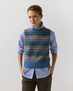 Load image into Gallery viewer, Silvia Fair Isle Sweater in Denim/Multi Alpaca Wool

