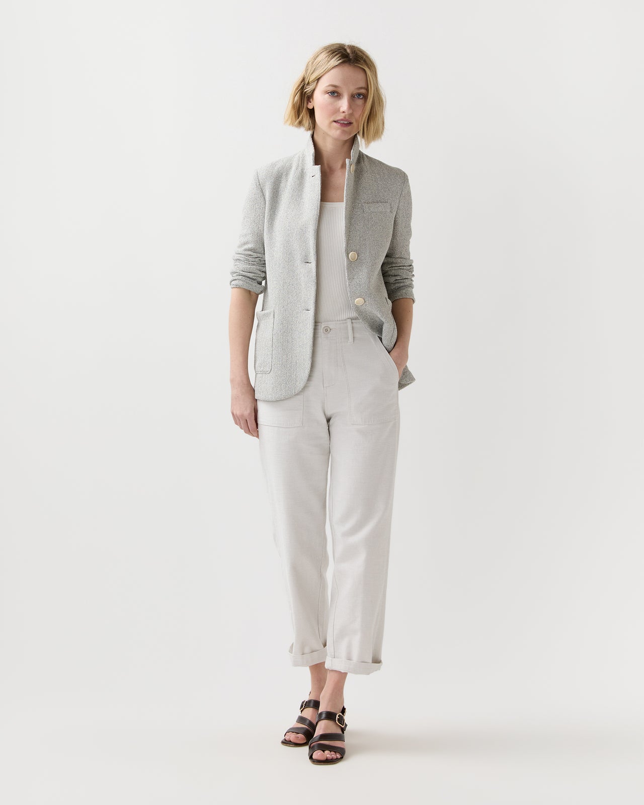 Stand Up Collar Blazer in Ash
