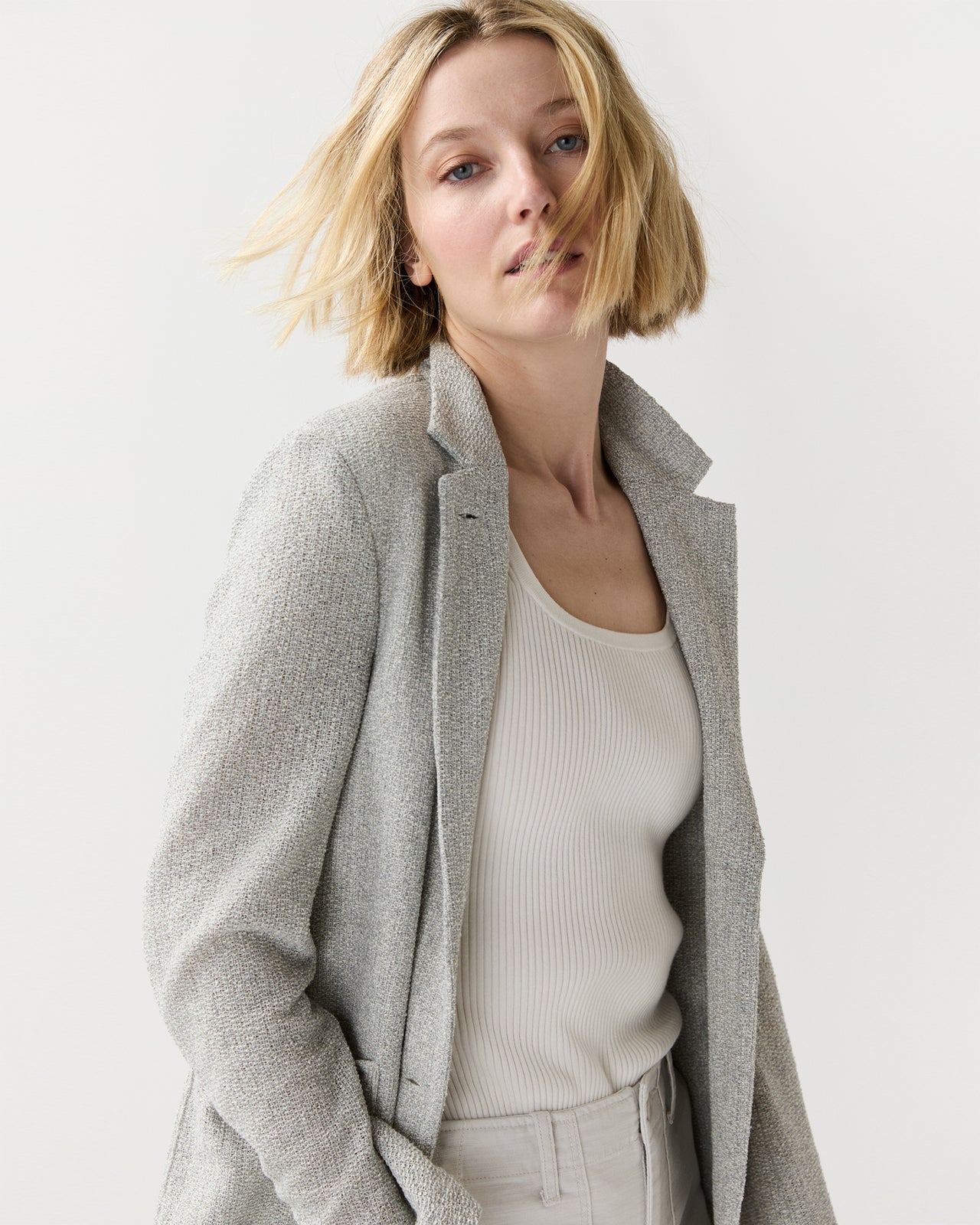 Stand Up Collar Blazer in Ash
