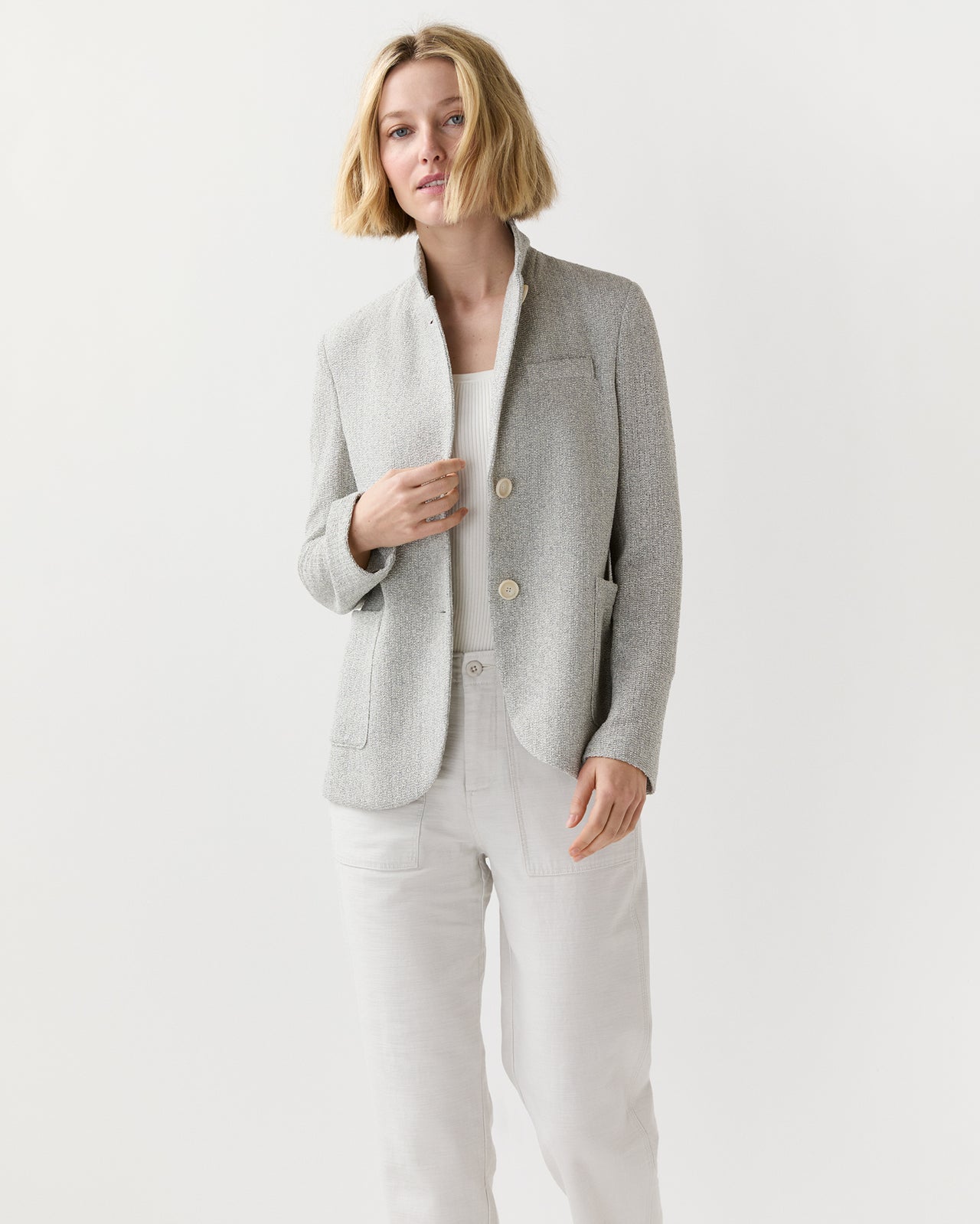 Stand Up Collar Blazer in Ash
