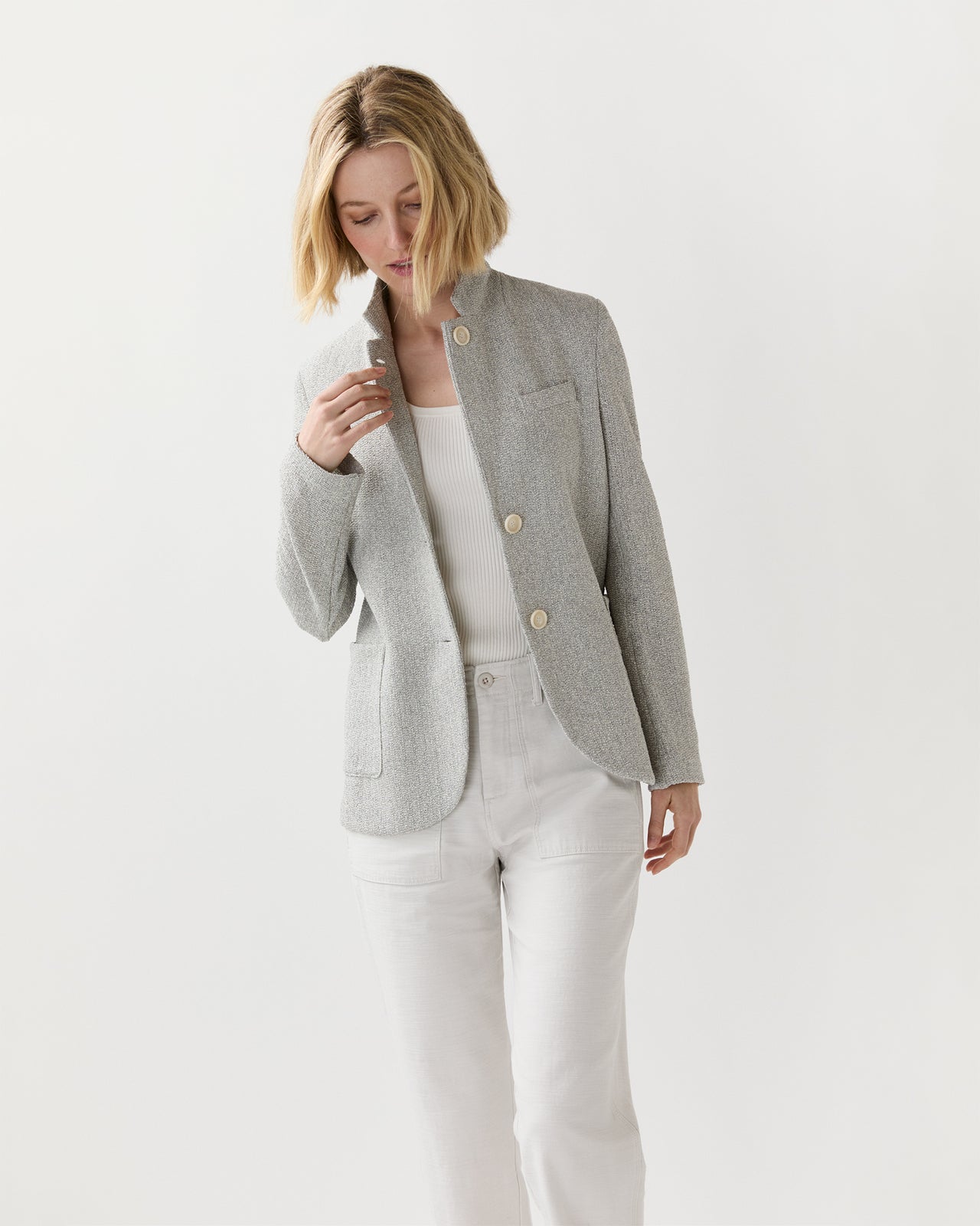 Stand Up Collar Blazer in Ash
