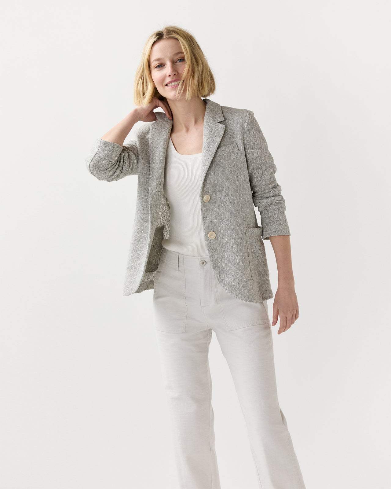 Stand Up Collar Blazer in Ash