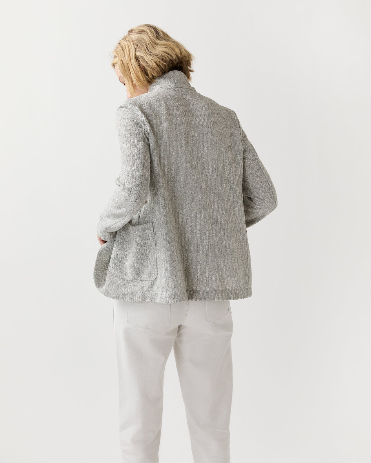 Stand Up Collar Blazer in Ash