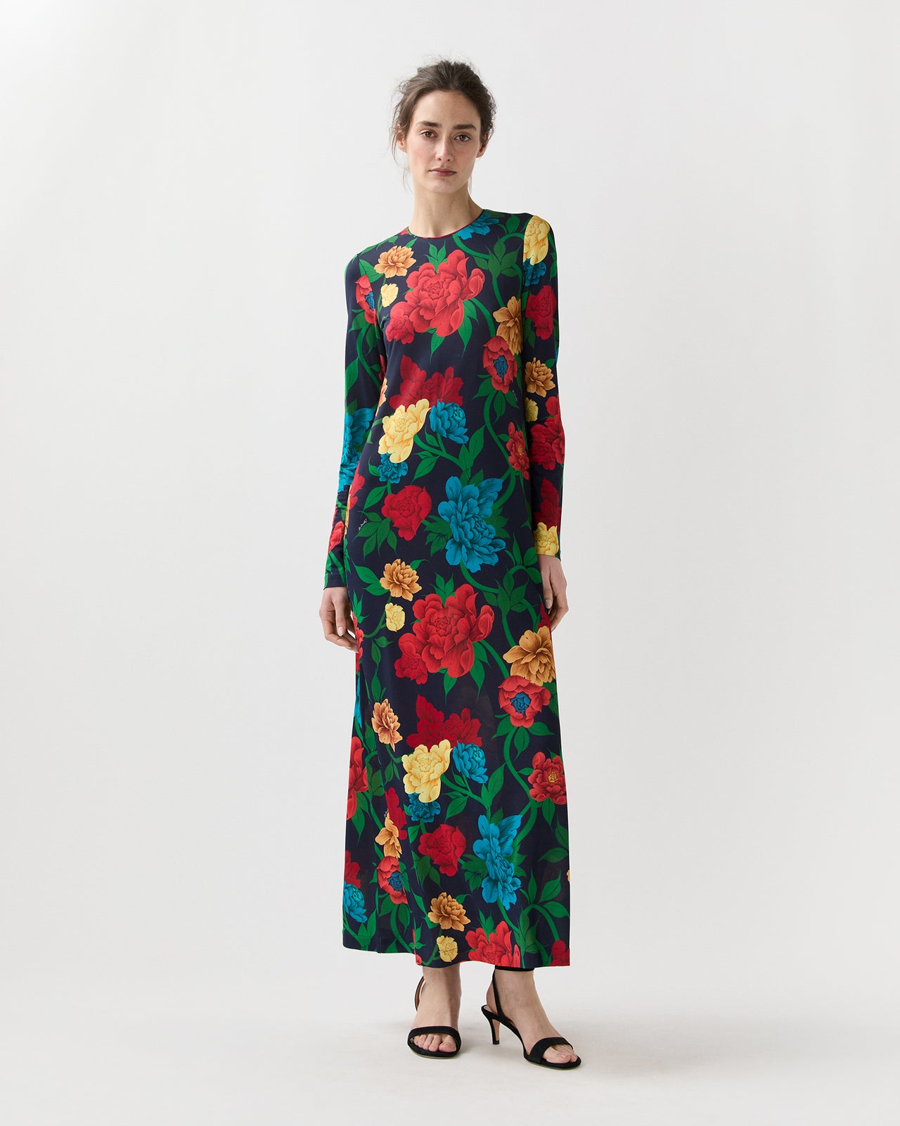 Long Sleeve Swing Dress in Queen Peony