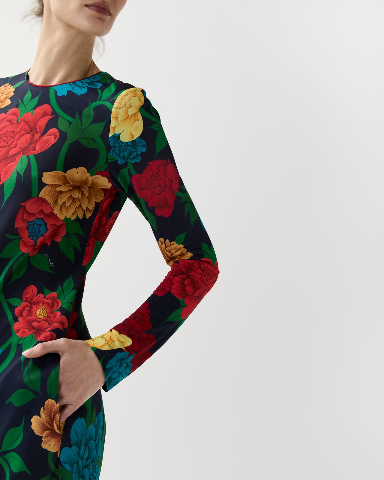 Long Sleeve Swing Dress in Queen Peony