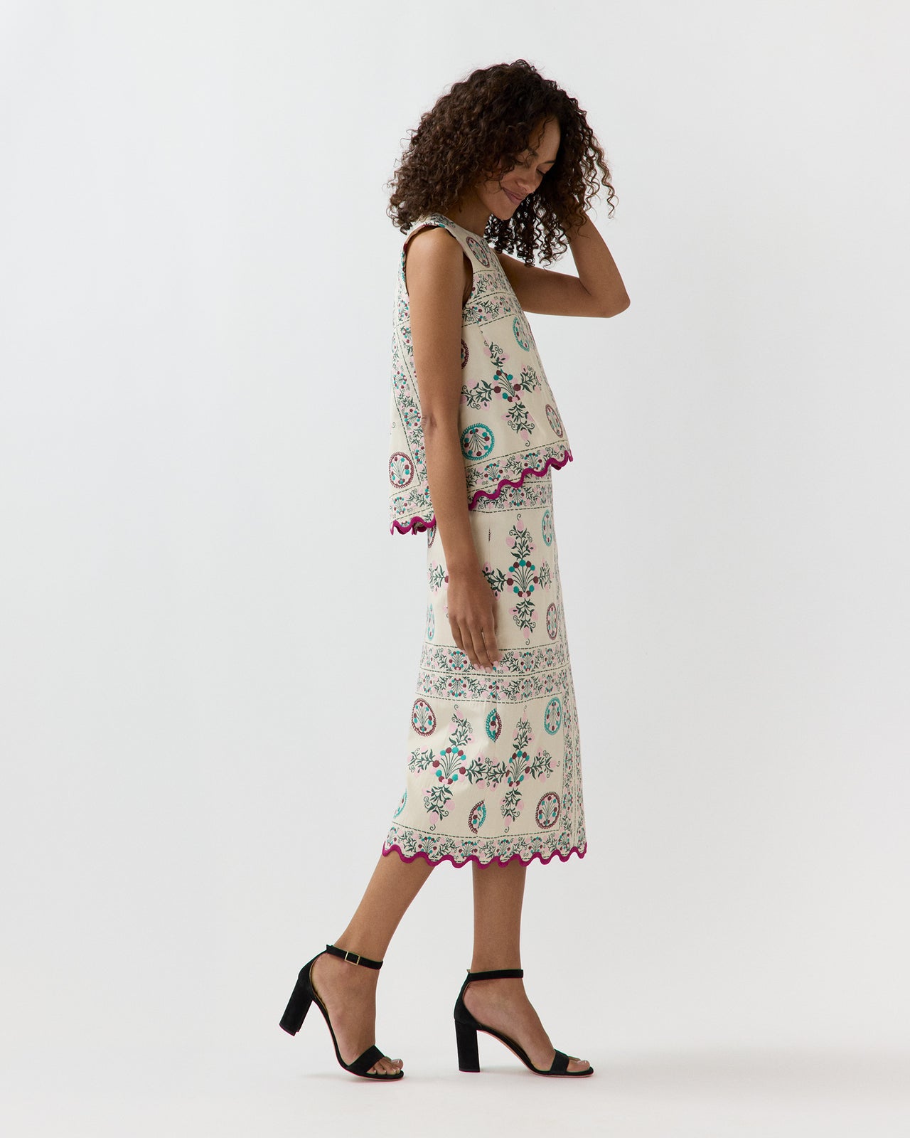 Pencil Skirt in Florette Tiles