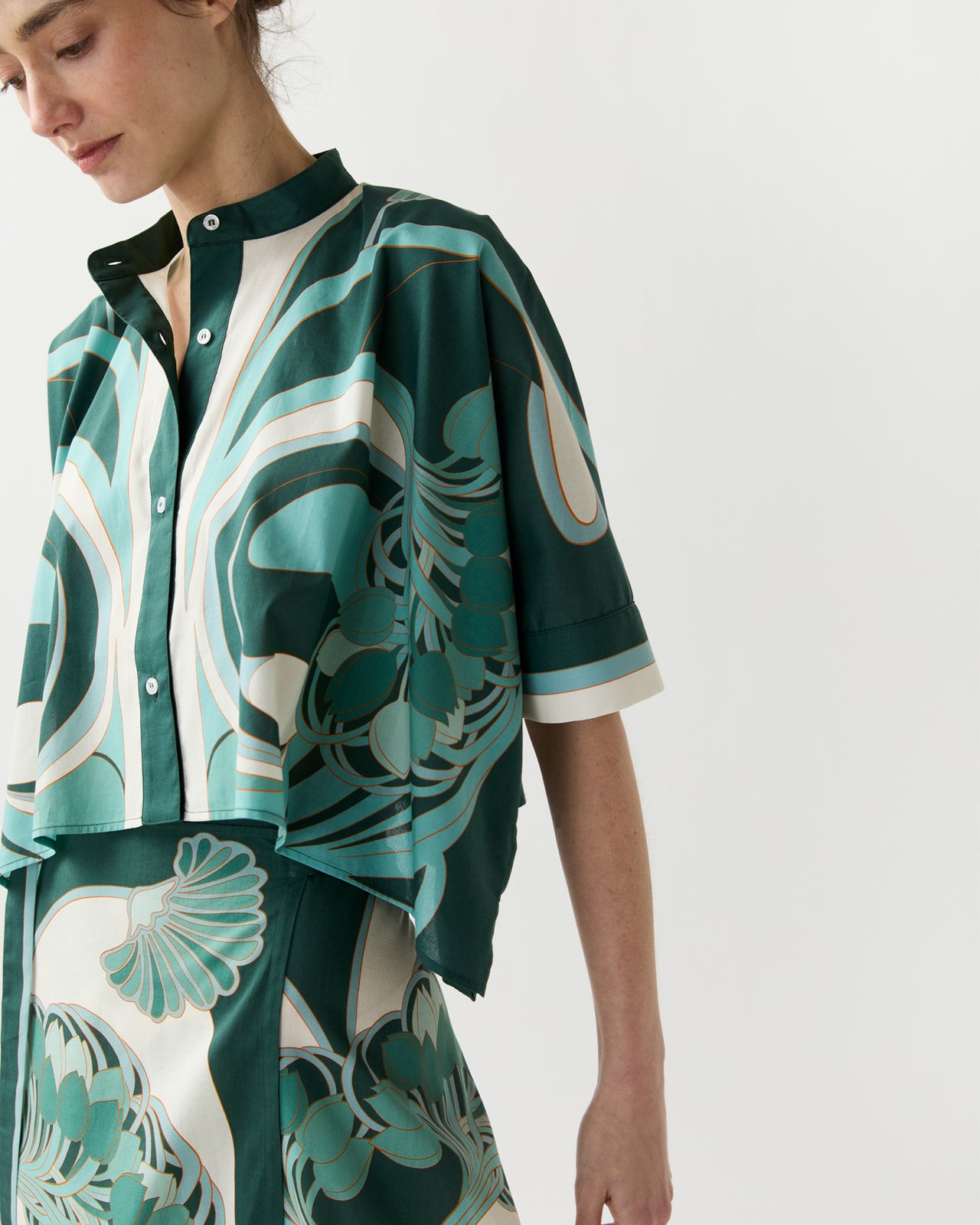 Mini Foulard Shirt in Blooming Tulip Placée