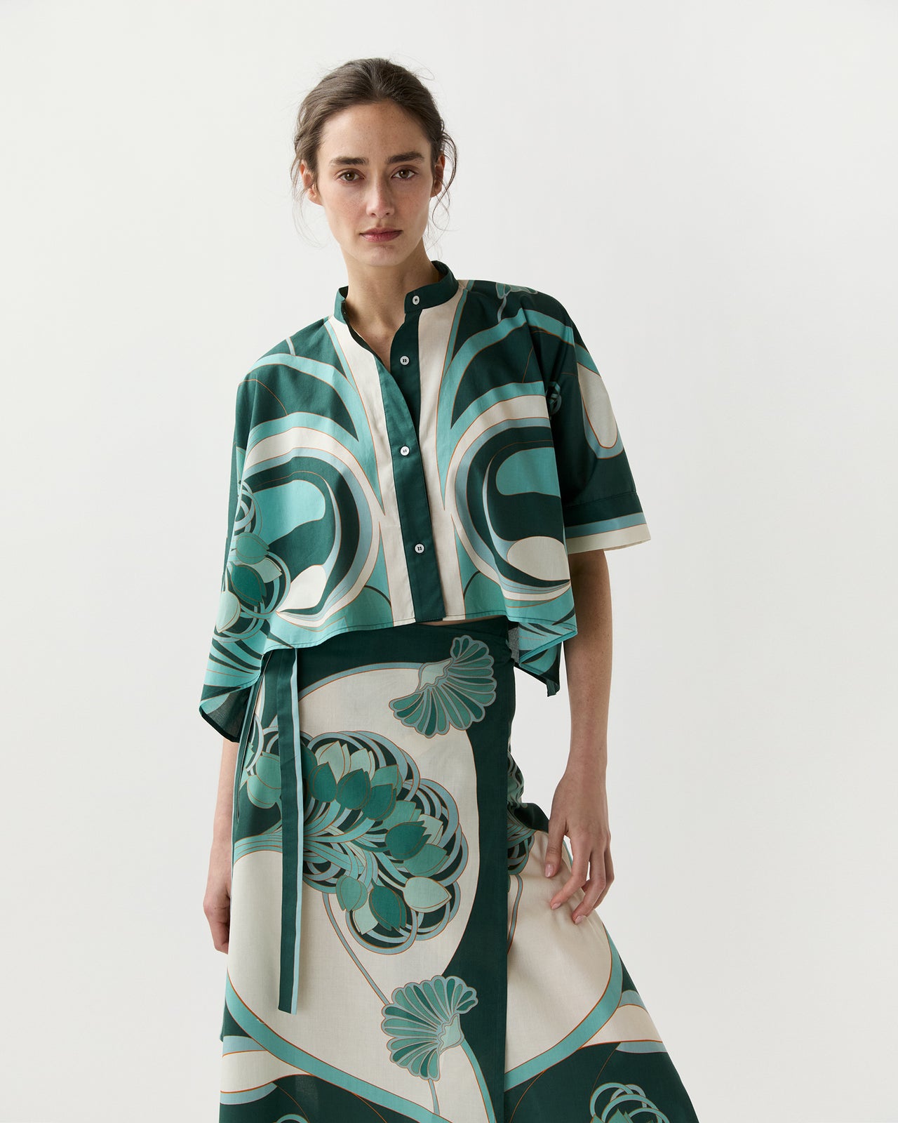 Mini Foulard Shirt in Blooming Tulip Placée