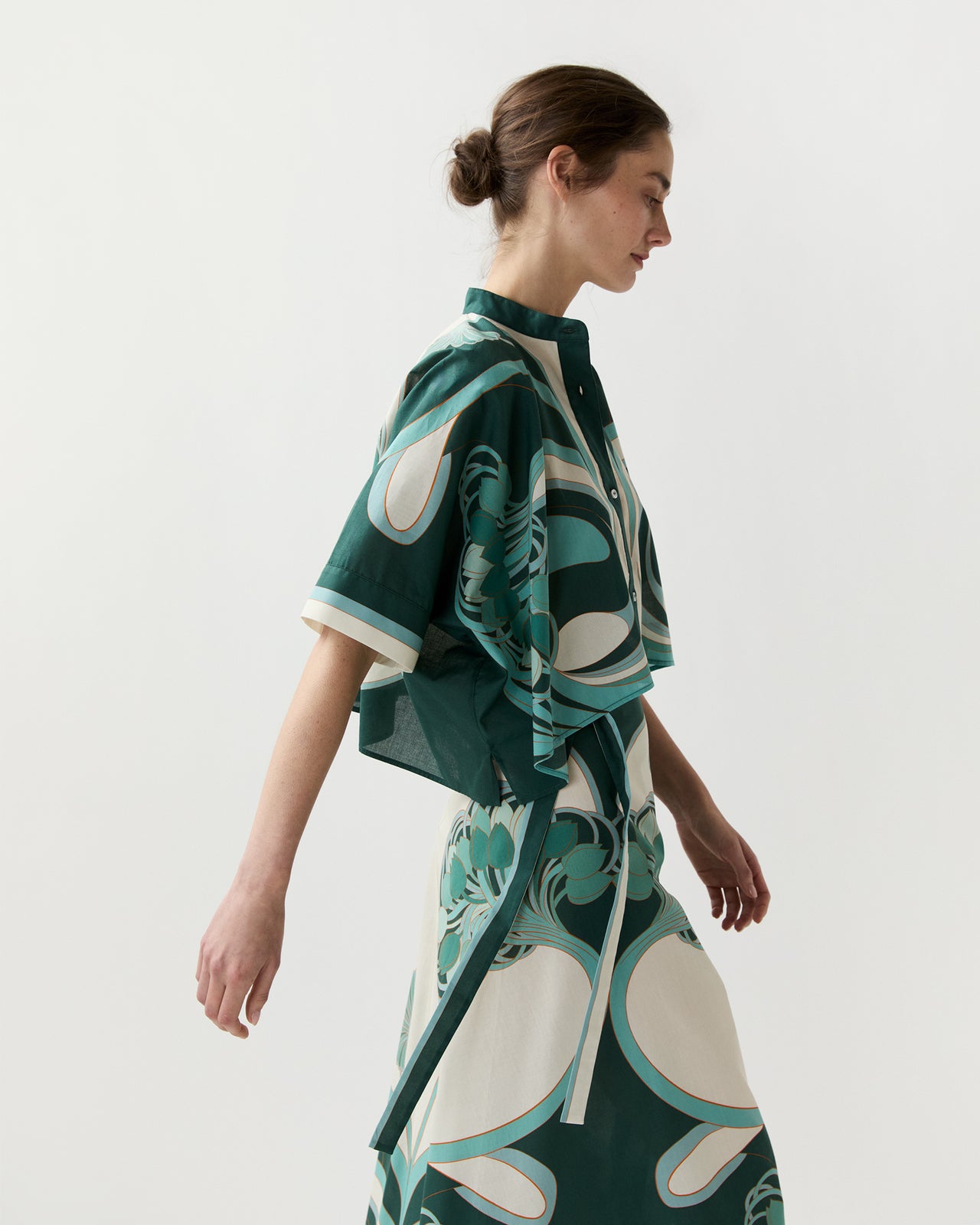 Mini Foulard Shirt in Blooming Tulip Placée