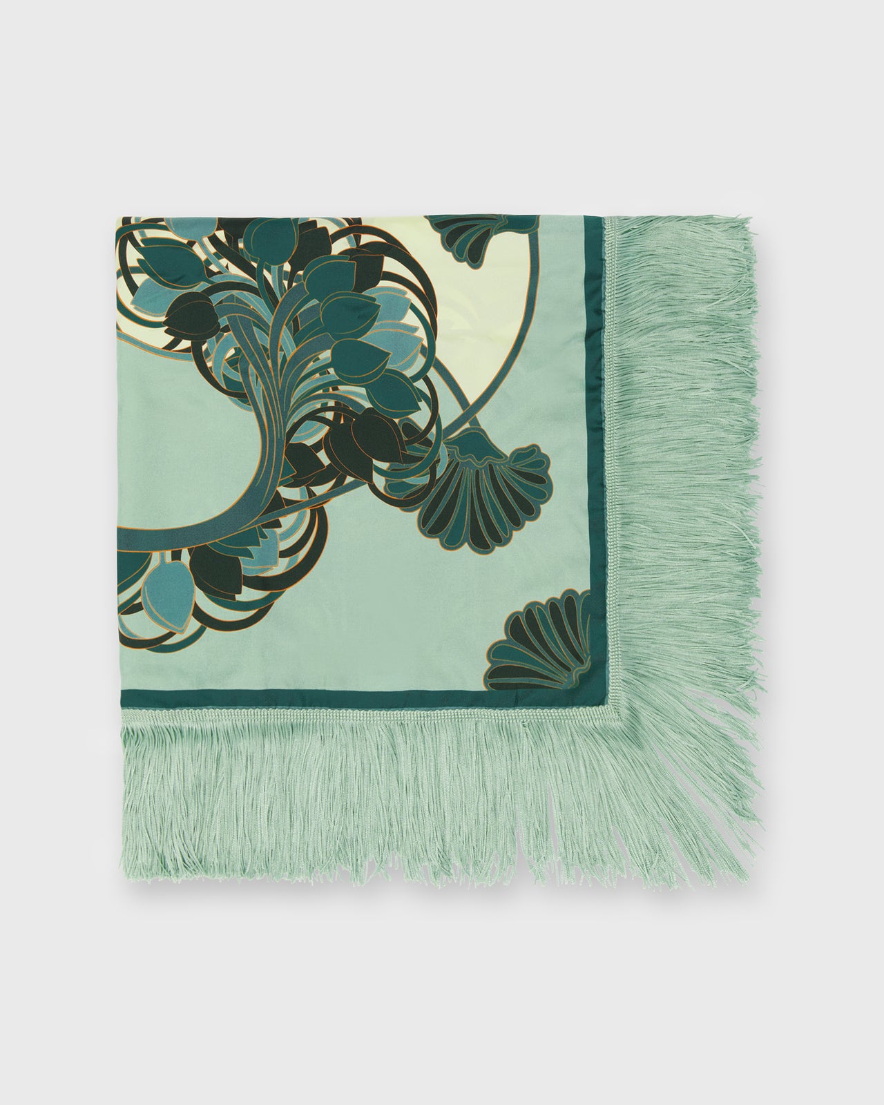 Reversible Fringe Carré Scarf in Blooming Tulip Placée